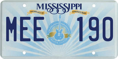 MS license plate MEE190