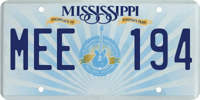 MS license plate MEE194