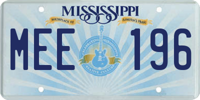 MS license plate MEE196