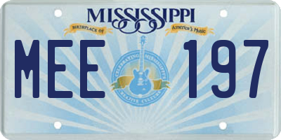 MS license plate MEE197