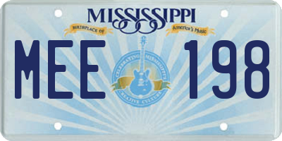 MS license plate MEE198