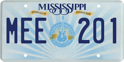 MS license plate MEE201