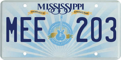 MS license plate MEE203