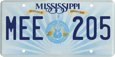 MS license plate MEE205