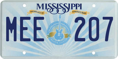 MS license plate MEE207