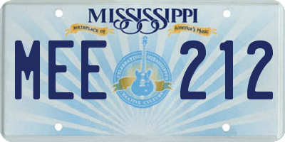 MS license plate MEE212