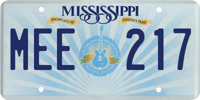 MS license plate MEE217