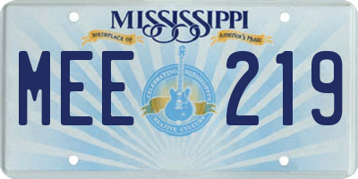 MS license plate MEE219