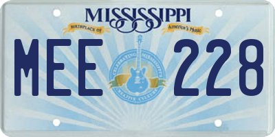 MS license plate MEE228
