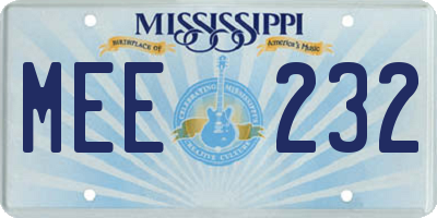 MS license plate MEE232