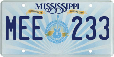 MS license plate MEE233