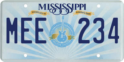 MS license plate MEE234