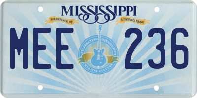 MS license plate MEE236