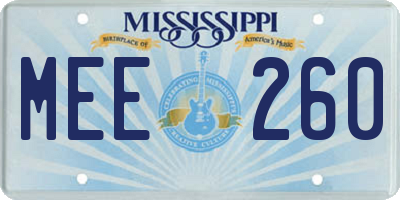 MS license plate MEE260