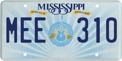 MS license plate MEE310