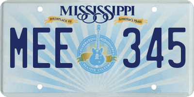 MS license plate MEE345
