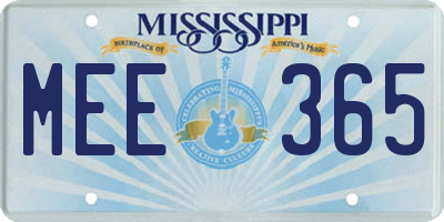 MS license plate MEE365