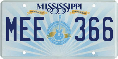 MS license plate MEE366
