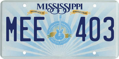 MS license plate MEE403