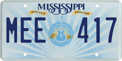 MS license plate MEE417