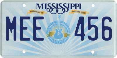 MS license plate MEE456
