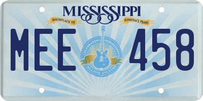 MS license plate MEE458