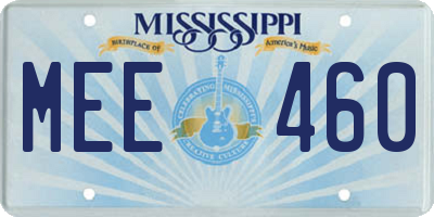 MS license plate MEE460