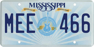 MS license plate MEE466