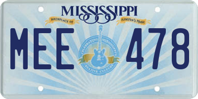 MS license plate MEE478