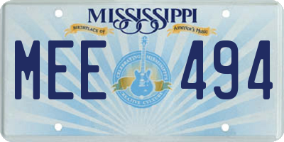 MS license plate MEE494