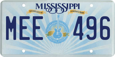 MS license plate MEE496