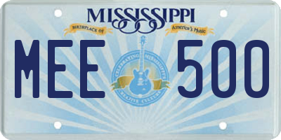 MS license plate MEE500