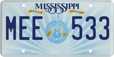 MS license plate MEE533