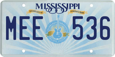 MS license plate MEE536