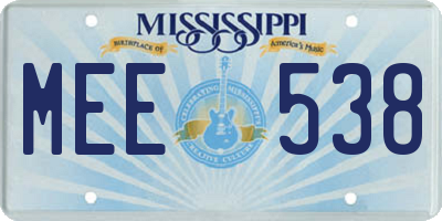 MS license plate MEE538