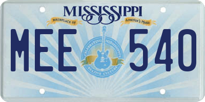 MS license plate MEE540