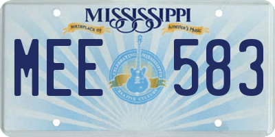 MS license plate MEE583