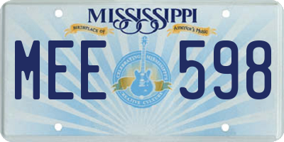 MS license plate MEE598