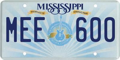 MS license plate MEE600