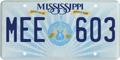 MS license plate MEE603