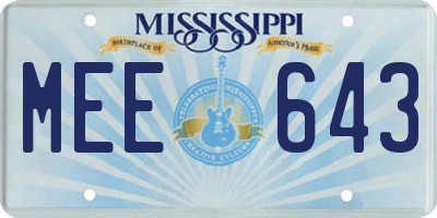 MS license plate MEE643