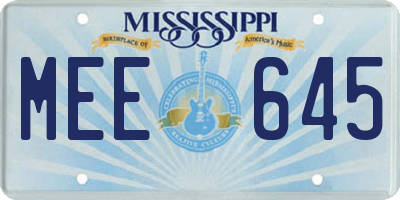 MS license plate MEE645