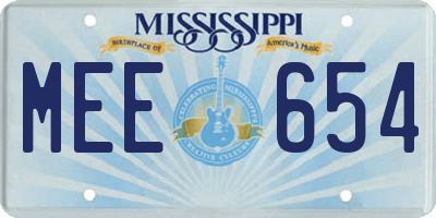 MS license plate MEE654