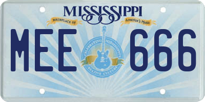 MS license plate MEE666