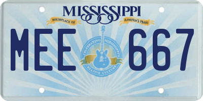 MS license plate MEE667