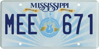 MS license plate MEE671