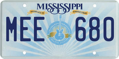 MS license plate MEE680