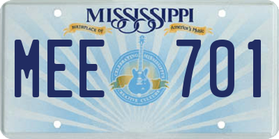MS license plate MEE701