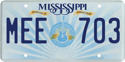 MS license plate MEE703
