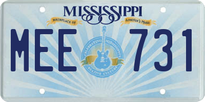 MS license plate MEE731